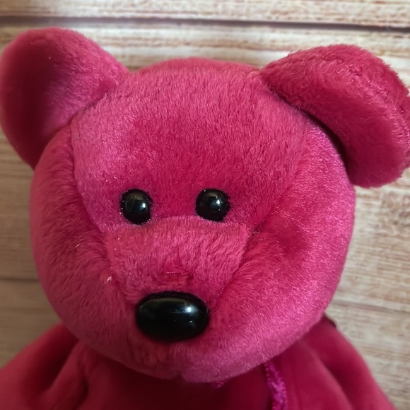 Vintage 1999 TY Beanie Babies Valentina Bear fuchsia pink P.E pellets 1965(KR) - Picture 4 of 9
